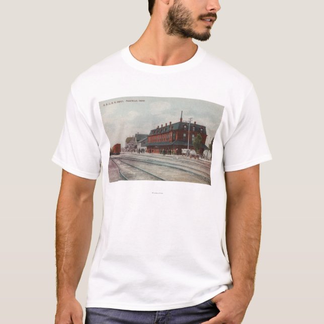 Pocatello, ID - Trains & People Around Train T-Shirt (Front)