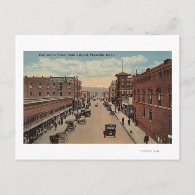 Pocatello, ID - View of E. Center Postcard (Front)