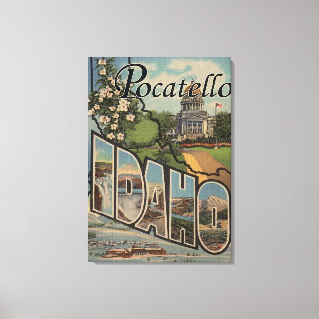 Pocatello, Idaho - Large Letter Scenes Canvas Print (Front)