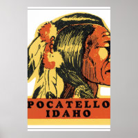 Pocatello Idaho Vintage Travel Poster Artwork