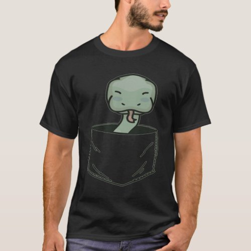 Pocket Animal Cute Snake Chest Pocket T_Shirt