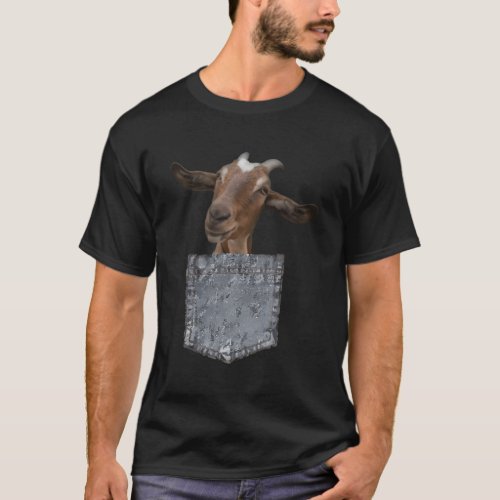 Pocket Animal Peeking Baby Goat T_Shirt