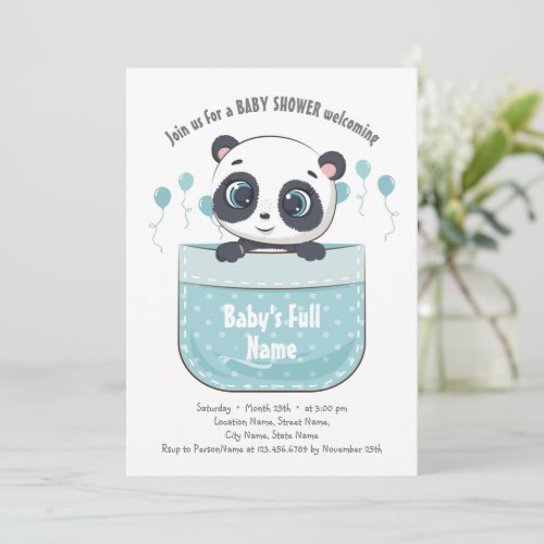 Pocket Baby Shower Panda Card 