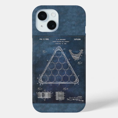 Pocket Billard Ball Triangle Schematic iPhone 15 Case