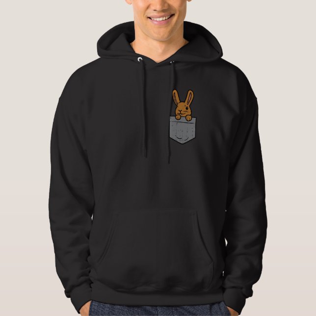 Pocket Bunny Rabbit Cute Happy Easter Day Men Wome Hoodie (Front)