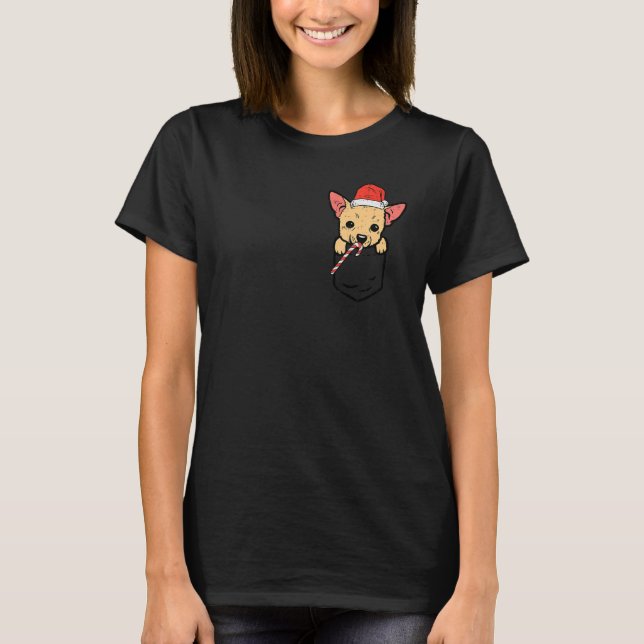 Pocket Chihuahua Chiwawa Santa Dog Christmas Xmas  T-Shirt (Front)