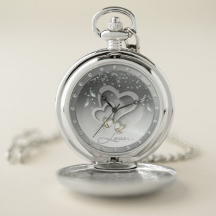 Pocket clock with hearts and love watch