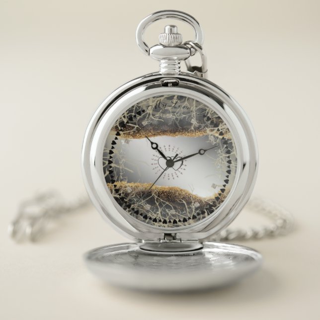 Pocket clock with hearts and purine pocket watch (Inside)