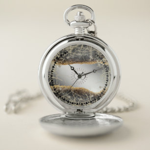 Pocket clock with hearts and purine watch