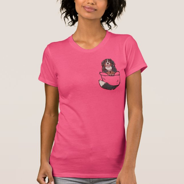 Pocket Cute Bernese Mountain Puppy Dog T-Shirt (Front)