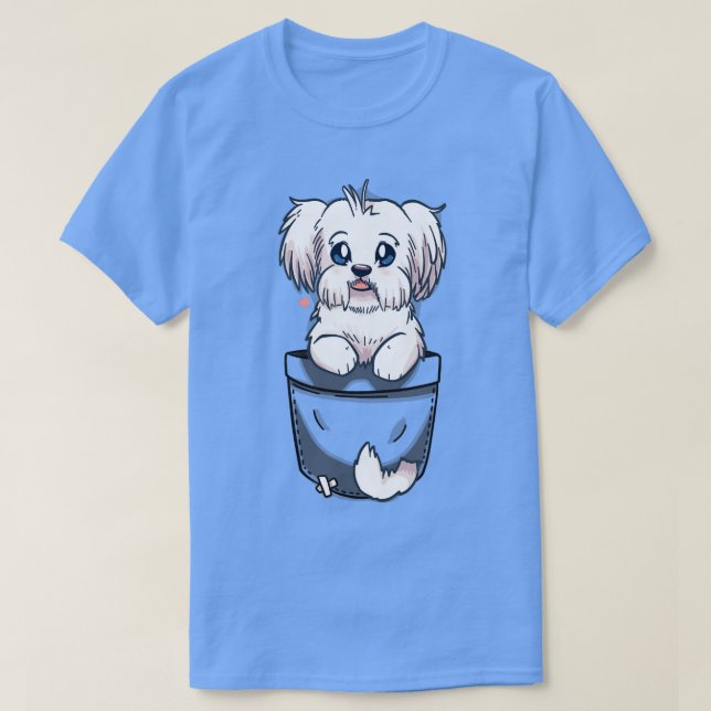 Pocket Cute Maltese Dog T-Shirt (Design Front)
