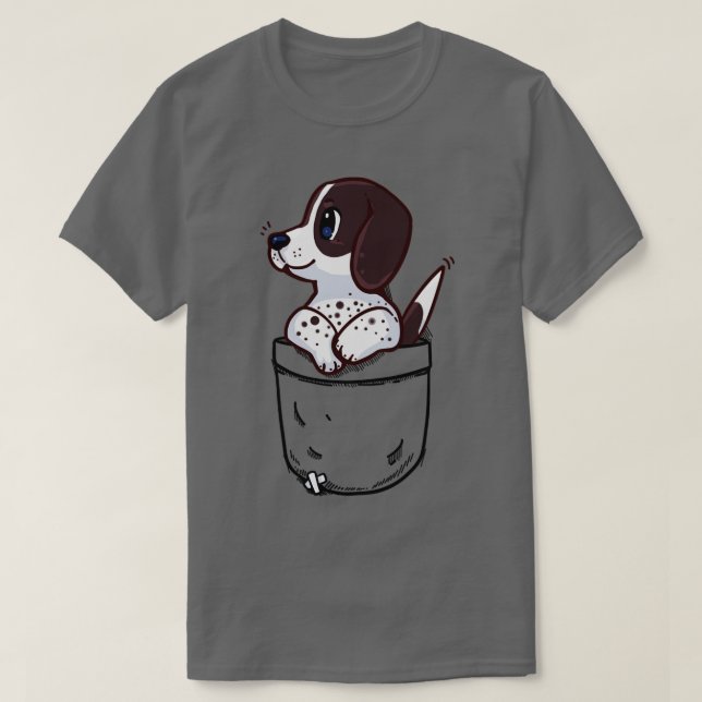 Pocket Cute Pointer Puppy Dog  T-Shirt (Design Front)