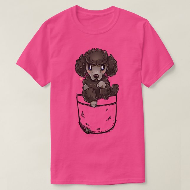 Pocket Cute Poodle Puppy Dog  T-Shirt (Design Front)