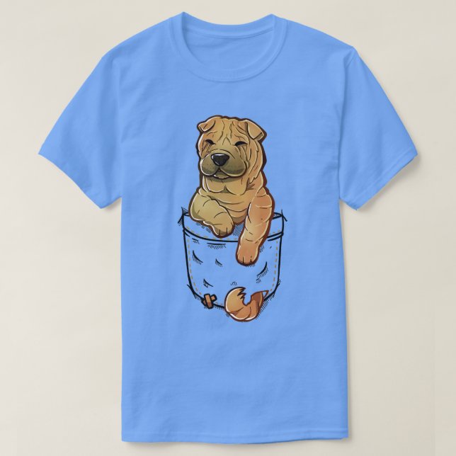 Pocket Cute Shar Pei Dog  T-Shirt (Design Front)
