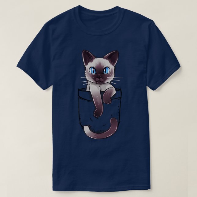 Pocket Cute Siamese Cat Kitten  T-Shirt (Design Front)