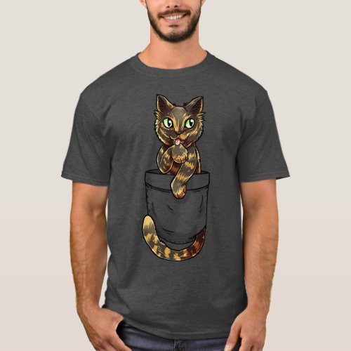 Pocket Cute Tortoiseshell Cat  T_Shirt