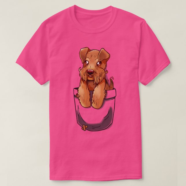 Pocket Cute Welsh Terrier Dog  T-Shirt (Design Front)