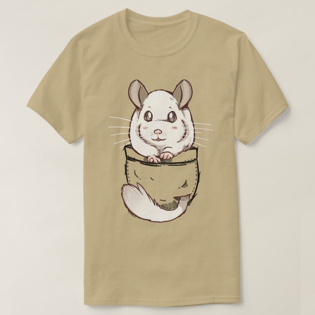 Pocket Cute White Chinchilla  T-Shirt (Design Front)