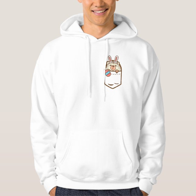 Pocket Easter Hedgehog Bunny Egg Cute Animal Men W Hoodie (Front)