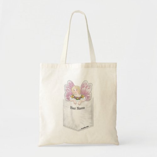 Pocket Fairy custom name  tote bag