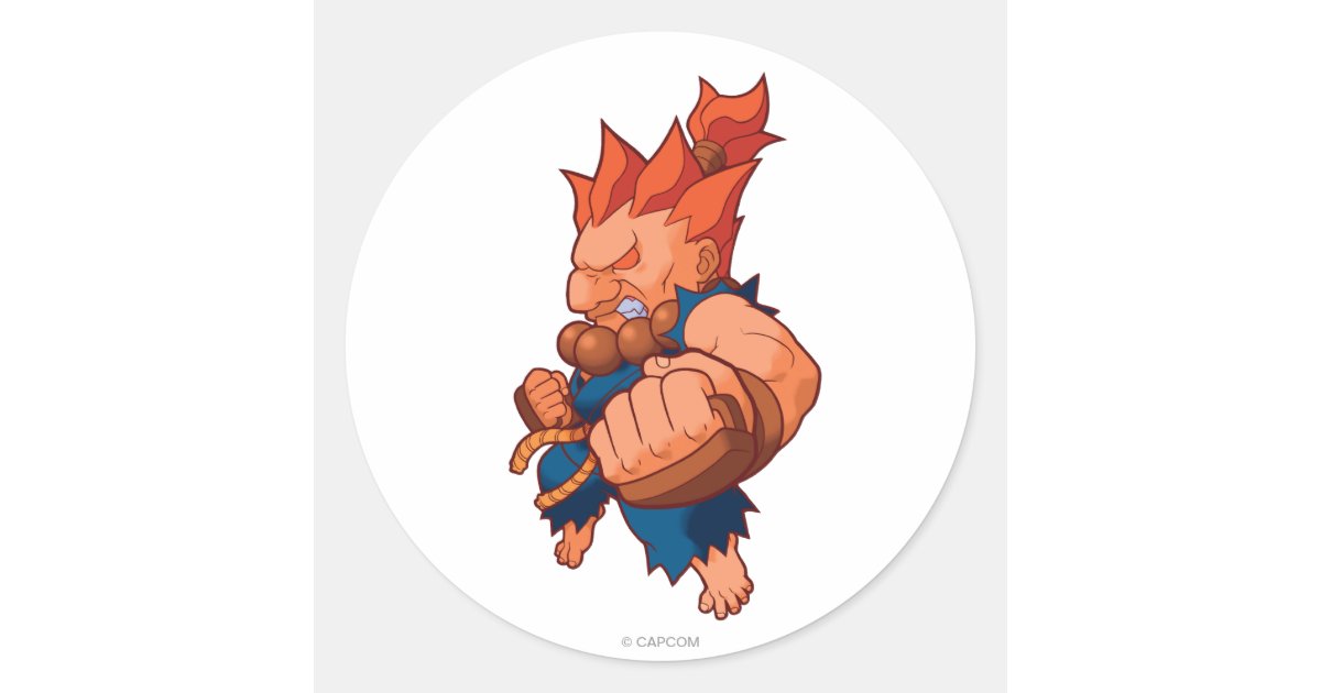 Pocket Fighter Akuma Classic Round Sticker Zazzle