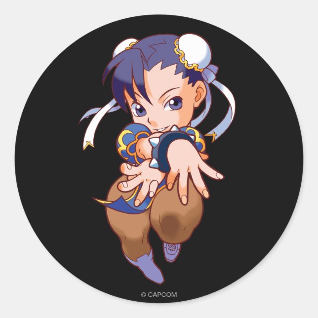 Pocket Fighter Chun-Li Classic Round Sticker (Front)
