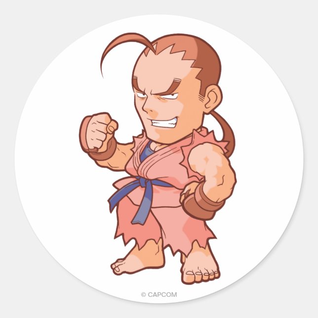Pocket Fighter Dan Classic Round Sticker (Front)