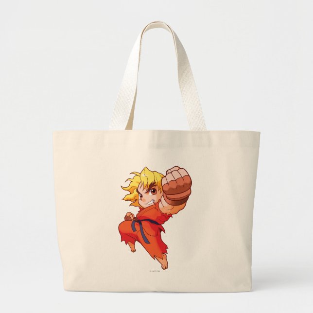 Pocket Fighter Ken Large Tote Bag (Front)