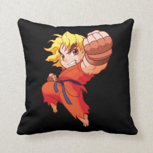 Pocket Fighter Ken Throw Pillow