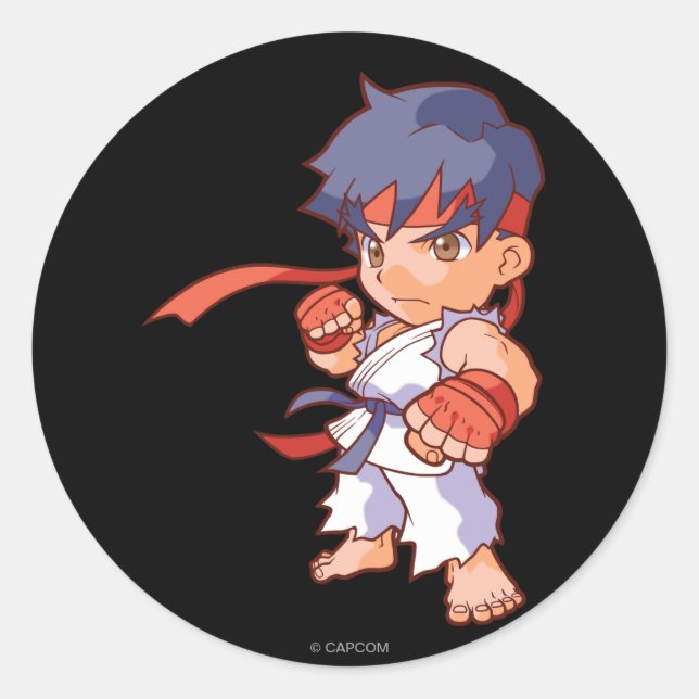 Pocket Fighter Ryu Classic Round Sticker (Front)