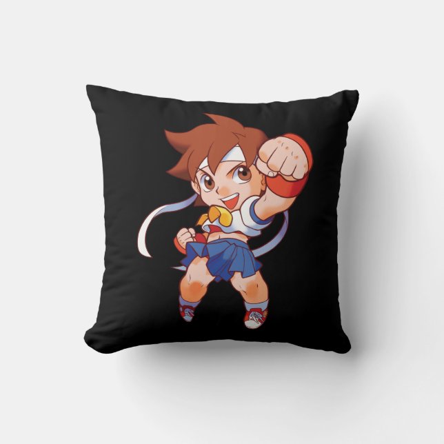 Pocket Fighter Sakura 2 Throw Pillow (Front)