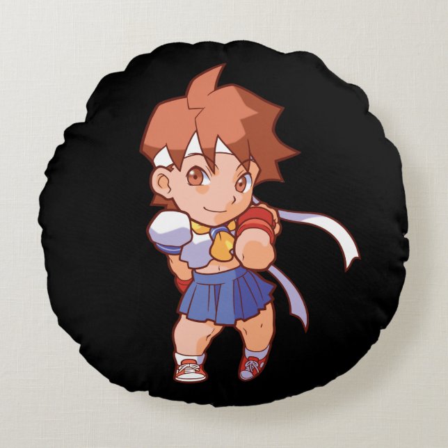 Pocket Fighter Sakura Round Pillow (Front)