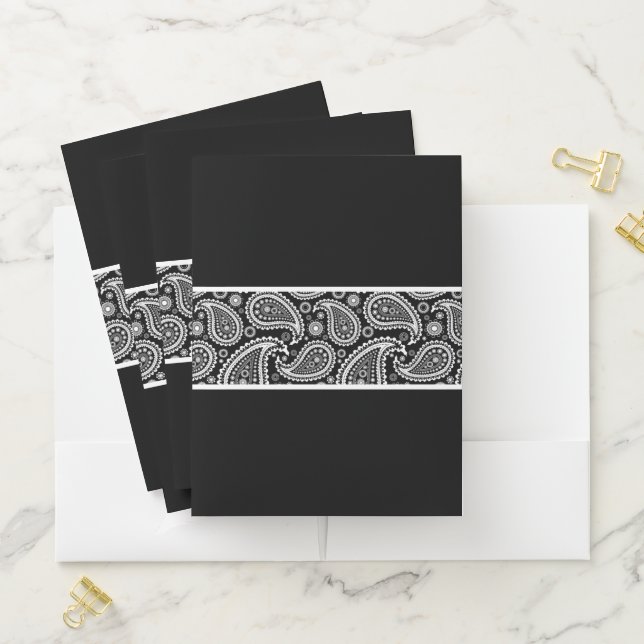 Pocket Folder-Black Paisley Folder (In Situ)