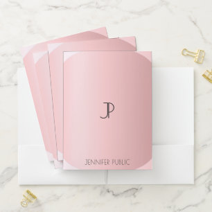 Pocket Folder Elegant Modern Monogram Rosegold