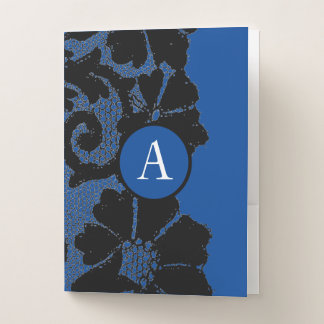 POCKET FOLDER LACE IN BLUE CUSTOM INITIAL