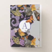 POCKET FOLDER LACE IN BUTTERFLIES CUSTOM INITIAL