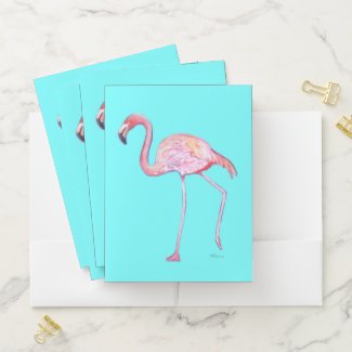 Pocket Folder Set- Pink Flamingo Turquoise
