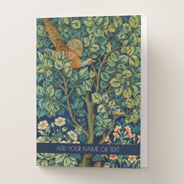 POCKET FOLDER WITH WILLIAM MORRIS "PHEASANT" (Front)