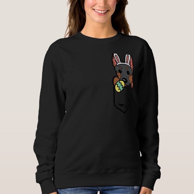 Pocket German Shepherd Bunny Cute Easter Dog Men W Sweatshirt (Front)