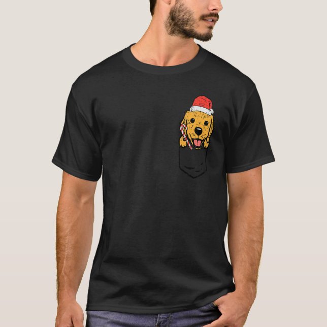 Pocket Golden Retriever Santa Dog Christmas Xmas M T-Shirt (Front)