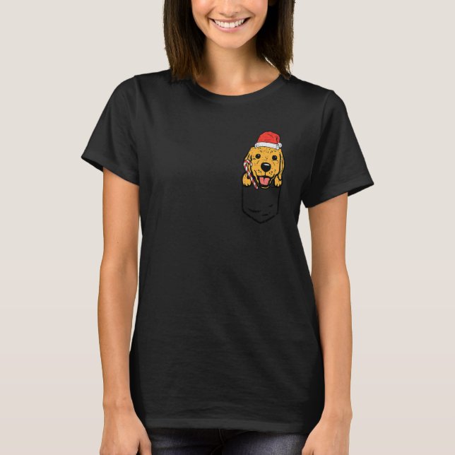 Pocket Golden Retriever Santa Dog Christmas Xmas M T-Shirt (Front)