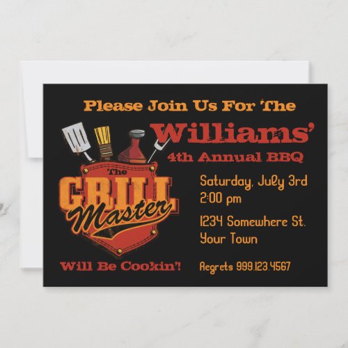 Pocket Grill Master BBQ Invitations