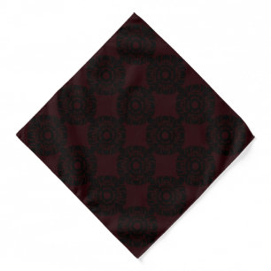 Pocket Handkerchief - Black Pattern Plum Initials Bandana