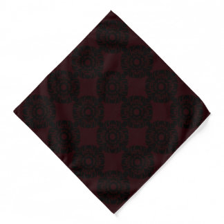 Pocket Handkerchief - Black Pattern Plum Initials Bandana