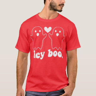 Pocket Hey Boo Ghost Couple Spooky Season Funny Ha T-Shirt