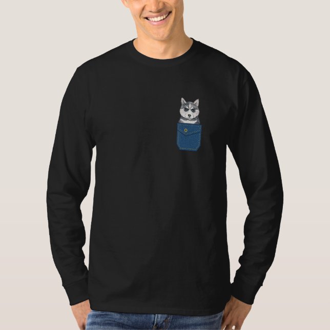 Pocket Husky  Dog Mother Mom Pet Siberian Huskies  T-Shirt (Front)