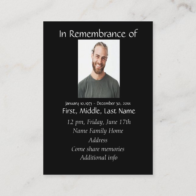 Pocket Keepsake Memorial Remembrance Wolf Business Card (Back)