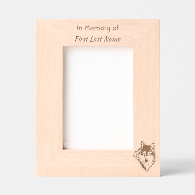  Pocket Keepsake Memorial  Wolf Looking Back Engraved Frames (Front)