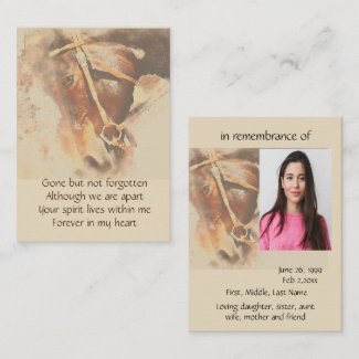 Pocket Keepsake Remembrance Memorial for Horse Fan