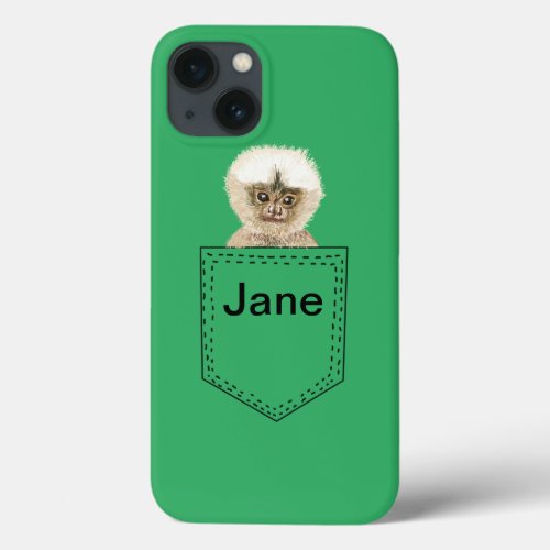 Pocket Monkey Personalized iPhone 13 Case